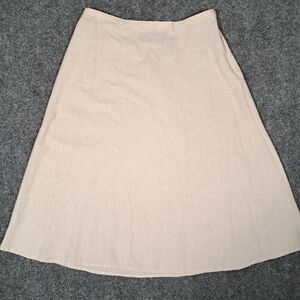 Vintage Sag Harbor Woven Basic A-line Full Midi Skirt Sz 8 Flare Beige Cream Tan